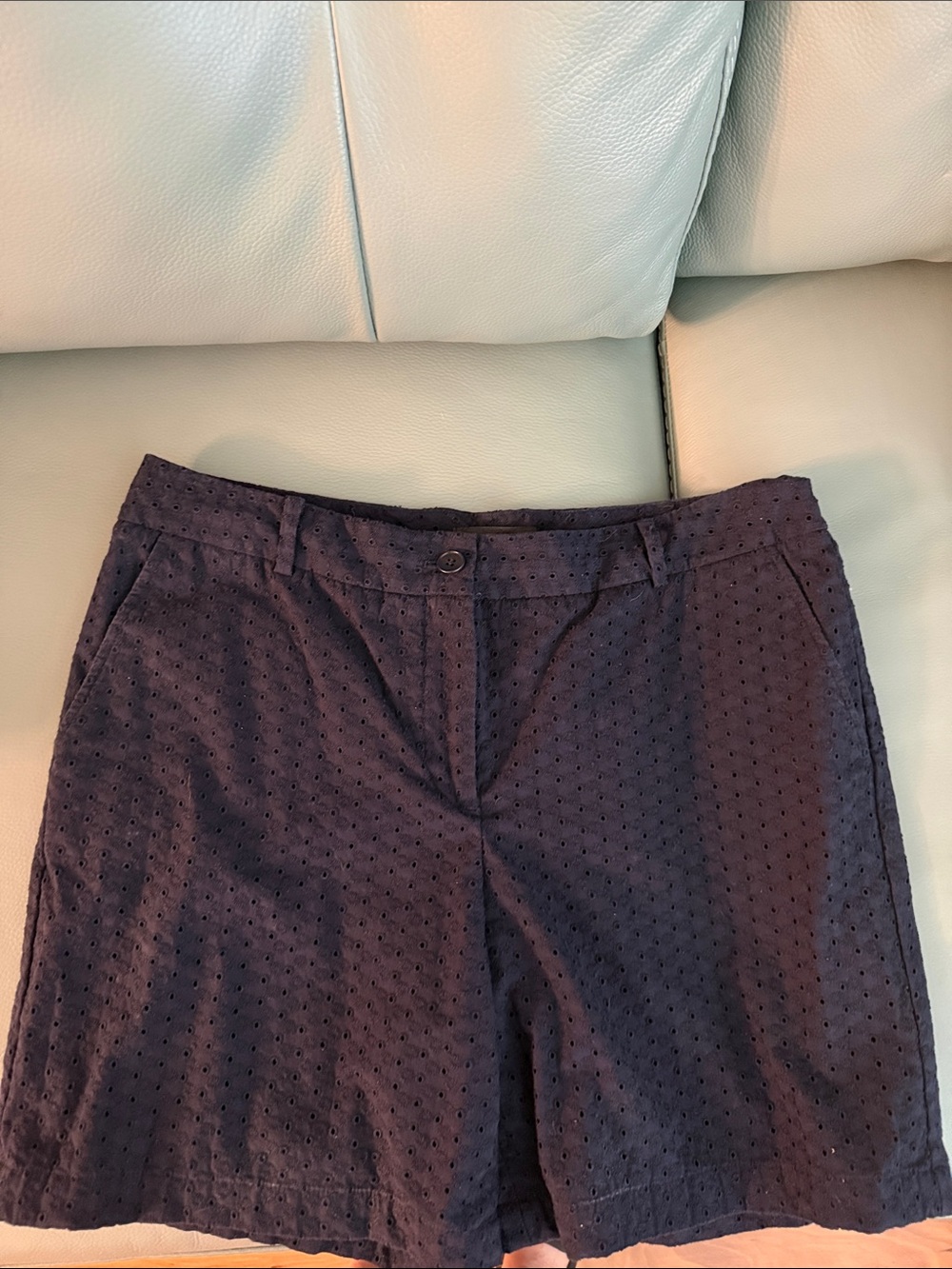 Talbots Navy Eyelet Waist Shorts